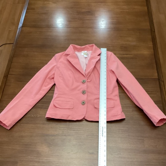 Talbots Womens Coral Pink Cotton Stretch 3-Button Blazer Jacket Size 6 flaw pic - Picture 2 of 9